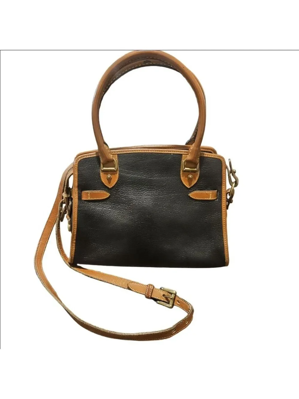 Women's Dooney & Bourke Vintage Pebbled Leather Buckle Satchel Black Brown